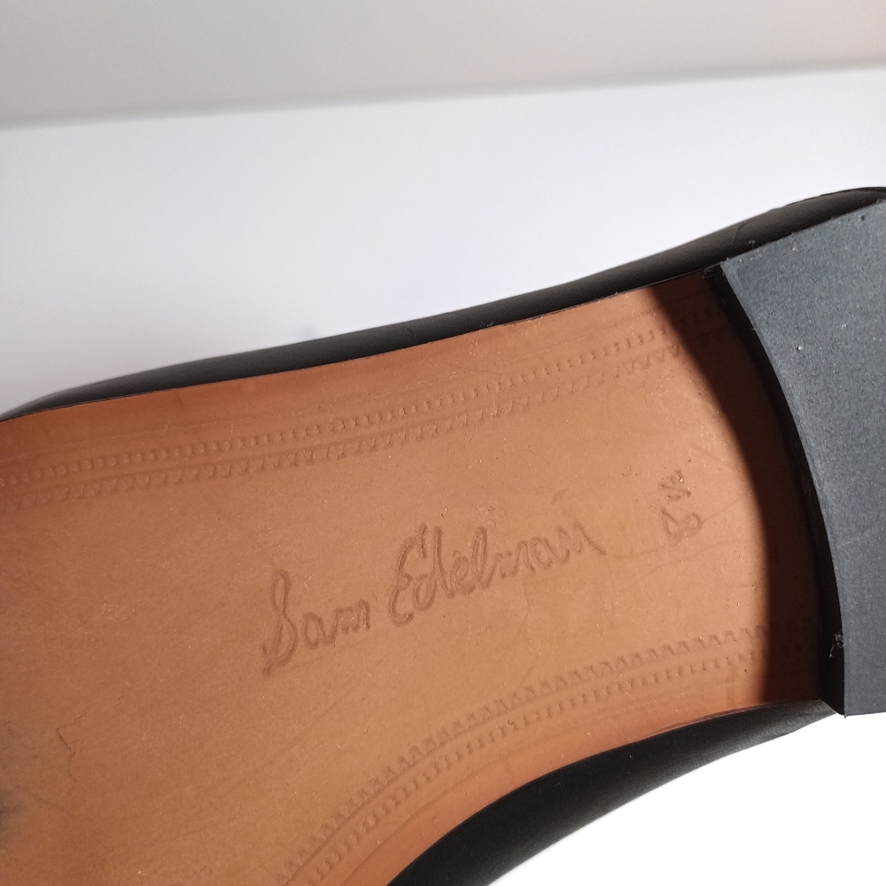 Sam Edelman Black Leather Backless Mules with Gold Horsebit - Picture 5 of 7